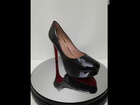 scarpin meia pata verniz