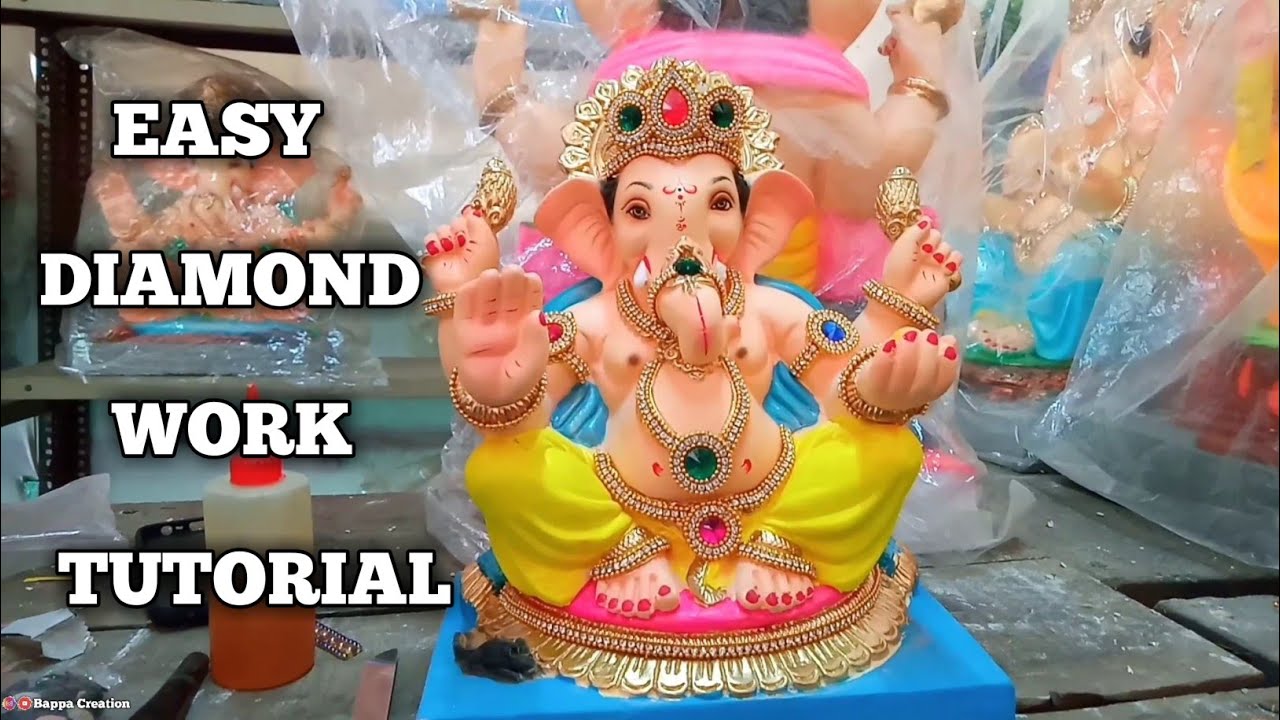 Easy Step Ganpati Bappa Diamond Work Tutorial 2021Ganpati Diamond
