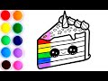 Dibuja y Colorea Una Torta Unicornio Kawaii - Dibujos Para Niños | Fun Keep Art Aprende a Dibujar
