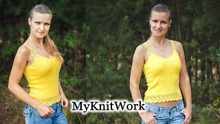 Майка на бретелях спицами. Мастер класс. Вяжем с Татьяной Сергиенко. Майка на бретелях спицами. Мастер класс. Вяжем с Татьяной Сергиенко.