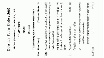 M.Com (Commerce) Semester II 2018 (New Course) Exam Papers Lucknow University