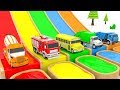 Learn Colors w Street Vehicles and Water Slide for Kids - Colors for Children to Learn