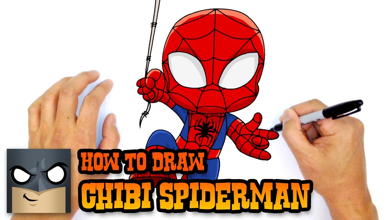 how to draw chibi spiderman