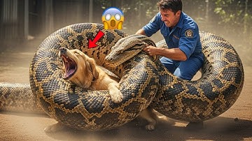 Heroic Rescue Team Saves Poor Dog Trapped in Deadly Giant Python Coils! 🐾
