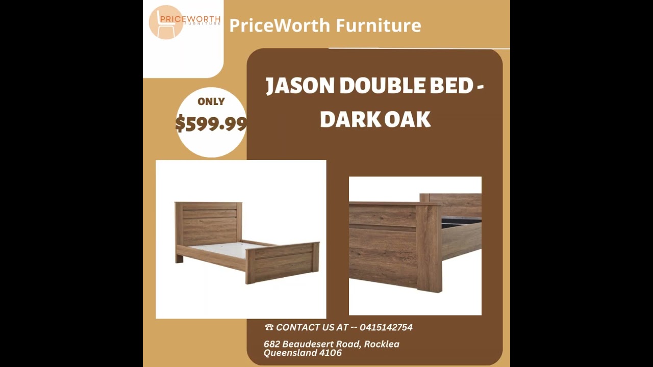 Buy it now!!! Only $599.99 for Jason Double Bed - Dark Oak  
