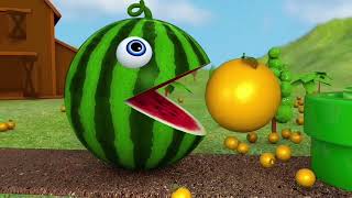 Learn Colors with PACMAN and Farm School Bus Watermelon Surprise Toy Street Vehicle @MoonPacman