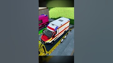 TRANSPORTING AND PARKING POLICE CARS, AUDI, JEEP, DACIA, FORD, COLORFUL VEHICLES ON MAN TRUCKS. FS22
