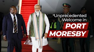 Unprecedented welcome of Prime Minister Narendra Modi as he arrives in Port Moresby