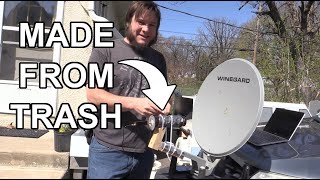 Small TV Dish Modified For HRPT Weather Satellites - Trash Antenna Build w Beer Cans & Duct Tape!