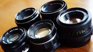 Five RAZOR SHARP 50mm f1.8 Lenses - Pentax, Olympus, Zeiss Jena, Pentacon and Meyer Optik - Rated!