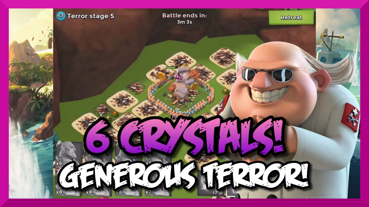 Boom Beach Dr.Terror: STAGE 6 HARDER THAN 7! - 6 CRYSTALS! - Warrior Attack Strategy