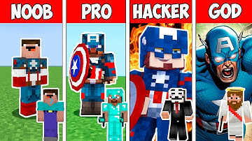 Minecraft NOOB vs PRO vs HACKER vs GOD : CAPTAIN AMERICA in Minecraft - Animation
