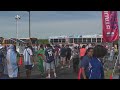 Fans board buses for Argentina vs Algeria match at Arrowhead