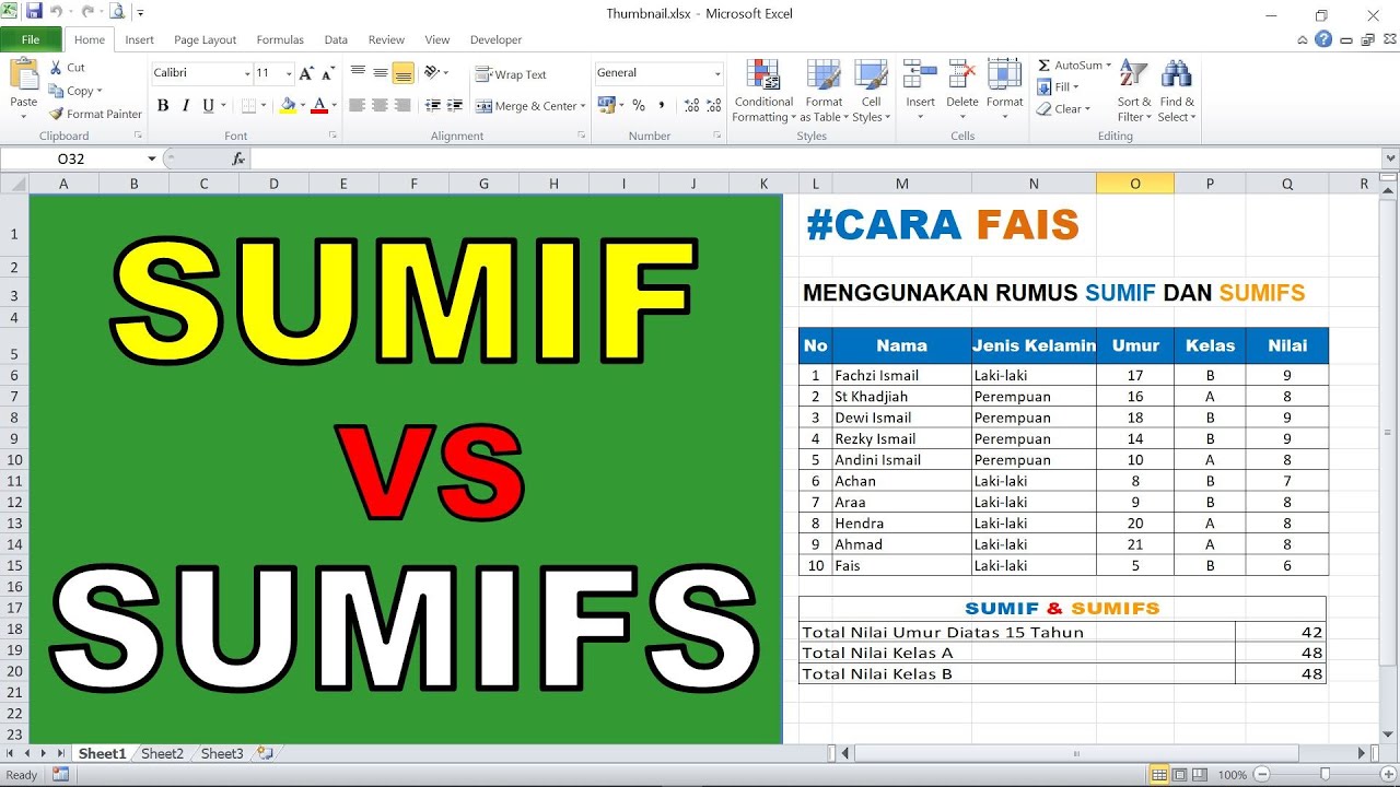 Cara Menggunakan Rumus Sumif Di Excel