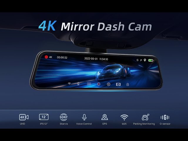 4K 12 Mirror Dash Cam - Vantop H612T Front & Rear View Dual Dash Camera,  IPS Touch Screen, Voice Control Cars Mirror Camera W/Night Vision Parking  Monitor 