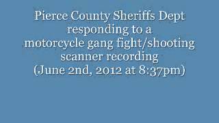 Pierce County Sheriffs Department responding to a Motorcycle gang fight/shooting scanner audio