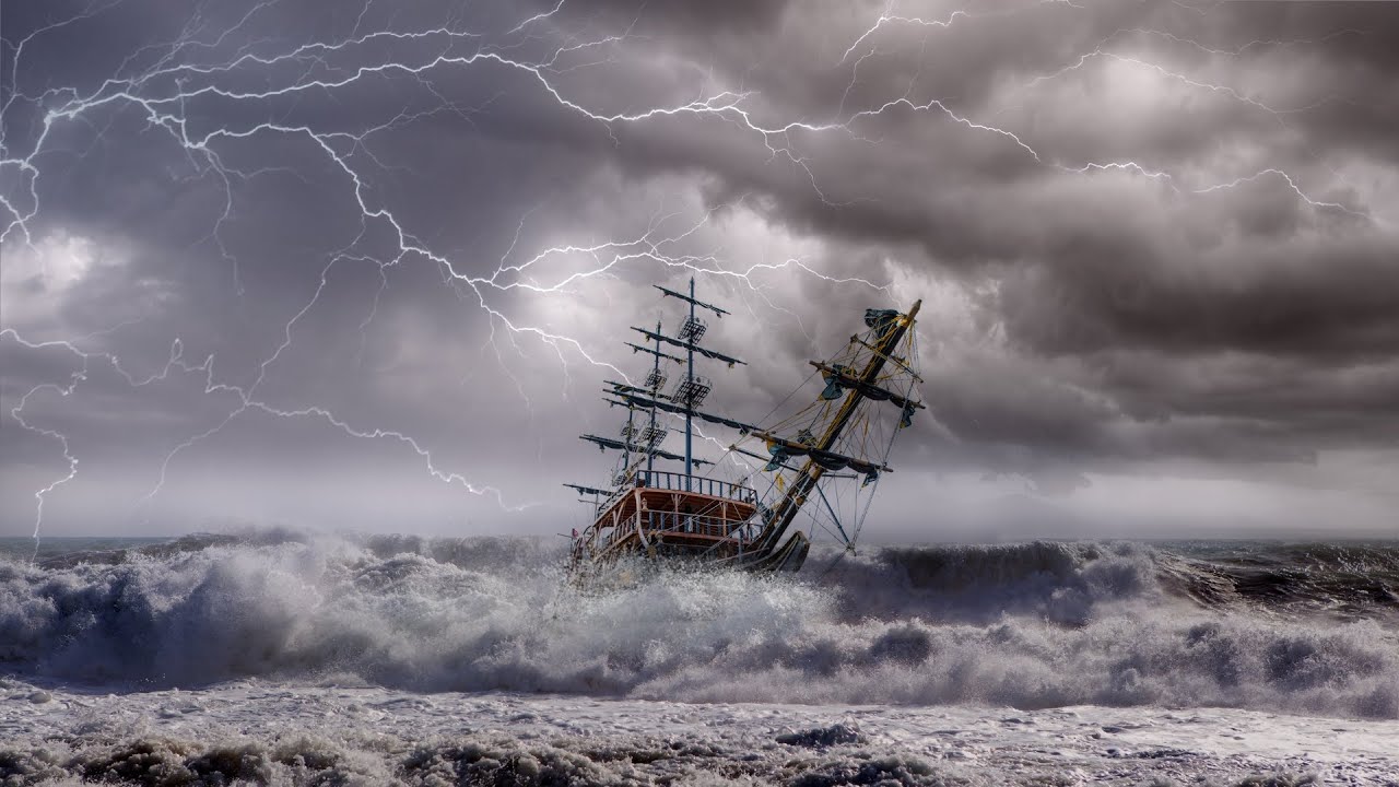 Stürmische Ostsee: 5 Stunden Meeresrauschen mit Regen und Gewitter