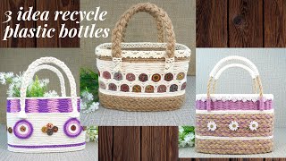3 Idea Recycle Old Plastic Bottles To Storage Bags / Diy Storage Basket/ Diy Rope Organizer Basket