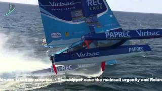 Virbac Paprec Spectacular Capsize and the Jean-Pierre Dick heli lift.