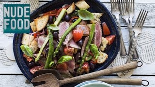 How to make Barbecued Lamb and Olive Panzanella Salad