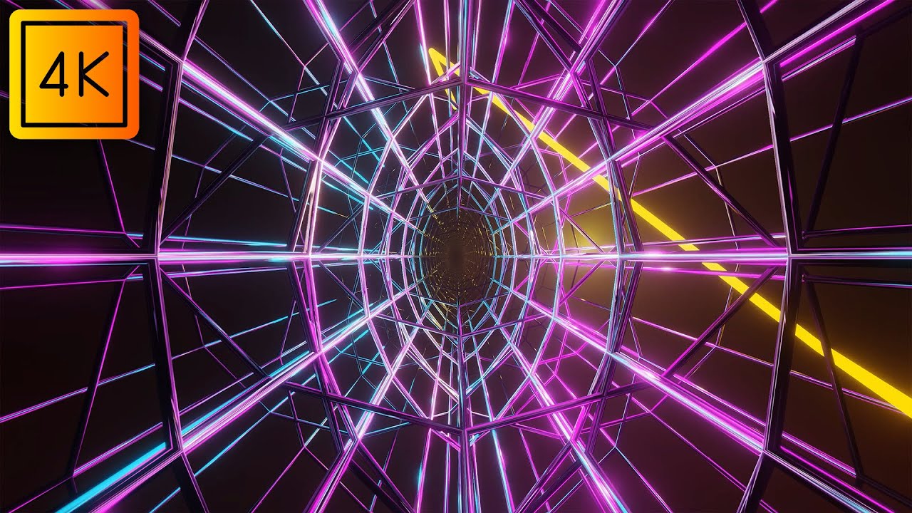 Cyberweb Tunnel | 4K VJ Loop | Futuristic Grid Light Animation