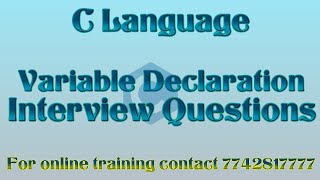 Variable declaration | C Technical interview question and answer Wealth