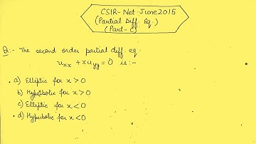 To find conditions under which given 2nd order PDE is elliptic & hyperbolic ||CSIRNET JUNE 2015(PDE)
