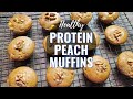 Healthy Peach Muffins made with Protein powder. Delicious meal prep snack