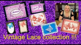 Projects, cards and gift boxes with Vintage Lace Sara's Signature Collection Crafter's Companion