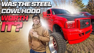 I Test Fit The Steel Cowl Hood So You Don't Have To  | 99-07 Steel 2" Cowl Hood | F250