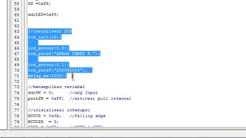 FUNGSI INTERUPSI ATMEGA8535 MENGGUNAKAN LCD,SEVEN SEGMENT,LED,DAN PUSH BUTTON