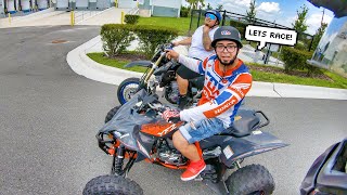 RACING SUPERMOTO VS QUAD AT THE LOT!