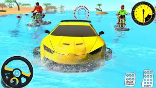 Gameplay Car Water Race Drive Simulator - mobil mengambang di atas air di pantai #2 - Game Android screenshot 4