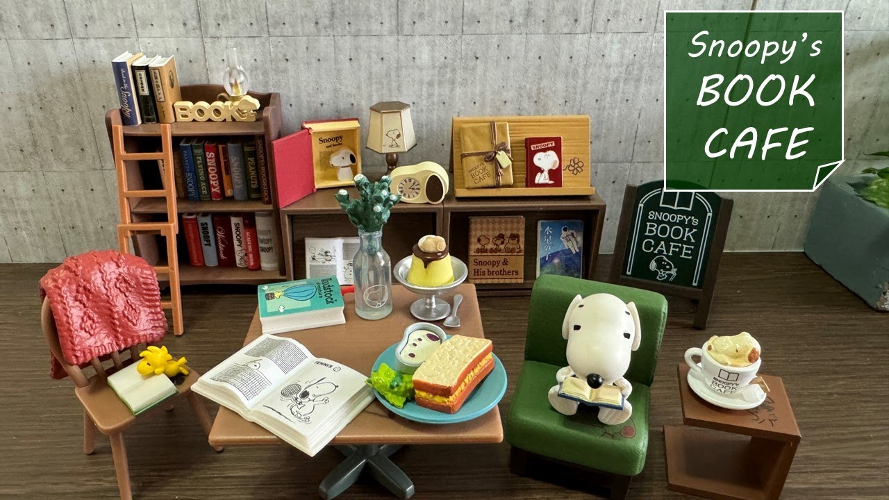 Set Miniature Re-Ment Snoopy's BOOK CAFE - 8 Figurines Complètes - Japon 2023 - Neuf