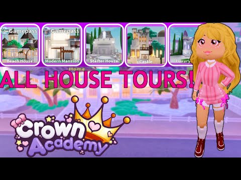 All House Tours In Crown Academy Youtube - neon pink crazy crown roblox