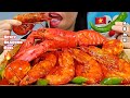 EATING SPICY SEAFOOD BOIL, LOBSTER, ARGENTINE RED SHRIMPS & EGGS ASMR  먹방 Real Sounds