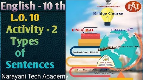 Std.10 English L.O. -10  Bridge Course | Types of Sentences |Explanation by Narayani Tech Academy