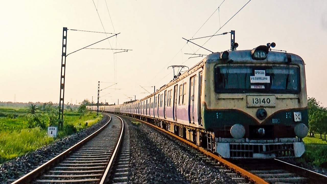 Electric Multiple Unit train followed a circular path at afternoon