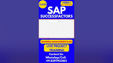 SAP SuccessFactors LMS Training Online Tutorial Class 1 7th OCT 2025 #sapsuccessfactorstraining