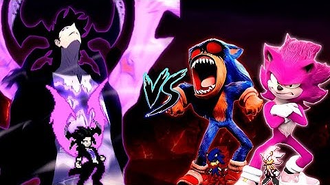 Sung Jin Woo OP (Solo Leveling) VS Sonic Black V3 OP (AF) & Sonic exe V3 OP (AF) in Jump Force Mugen