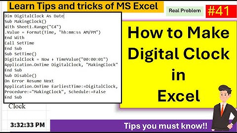 41. Excel VBA Tutorial: Create a Digital Clock