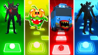 Titan Speakerman 2 Vs Om Nom Vs Tayo The Little Bus Vs Titan Cameraman - Tiles Hop EDM Rush!