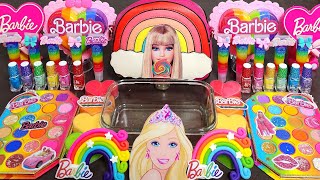 Rainbow Barbie Slime Mixing Makeup,Parts,Glitter Into Slime. Satisfying Slime#Asmr#Satisfying#Slime