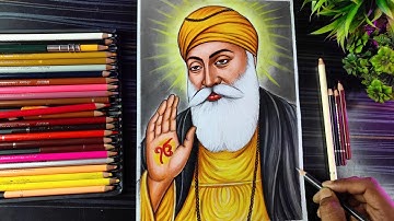Guru Nanak Dev Ji Drawing With Colour Pencil, Guru Nanak Jayanti, गुरु नानक जी को चित्र केसे बनाते