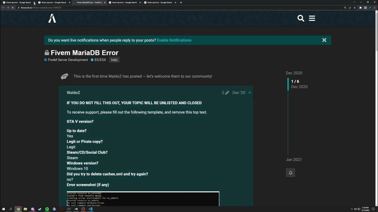 FiveM Basic! How to solve Server and SQL Errors - YouTube