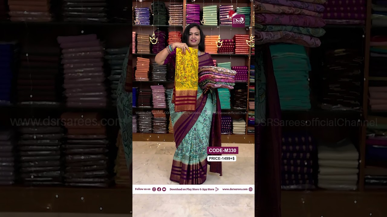 Semi mysore crepe silk saree with kalamkari printed saree