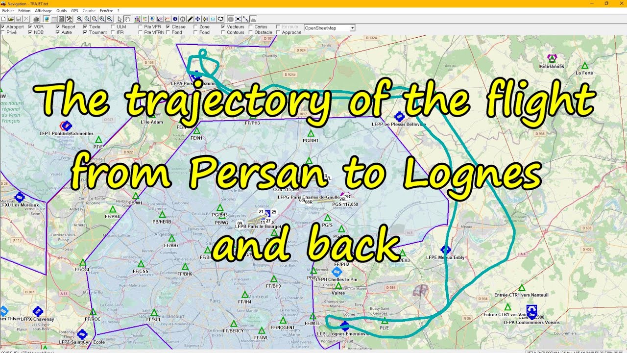 TRAJECTORY OF THE FLIGHT PERSAN TO.LOGNES AND BACK
