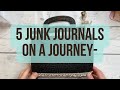 5 junk journals on a journey