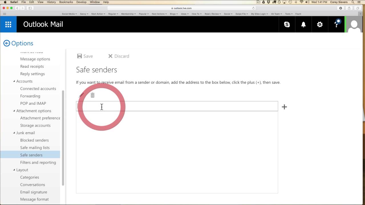 How To Add To Safe Sender List Outlook Homail Live YouTube