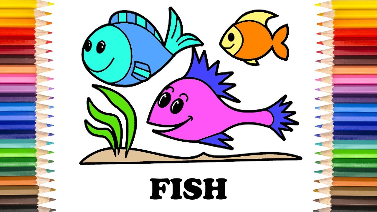 how to color FISH | FISH | Coloring for Kids | F for FISH | Colors ...